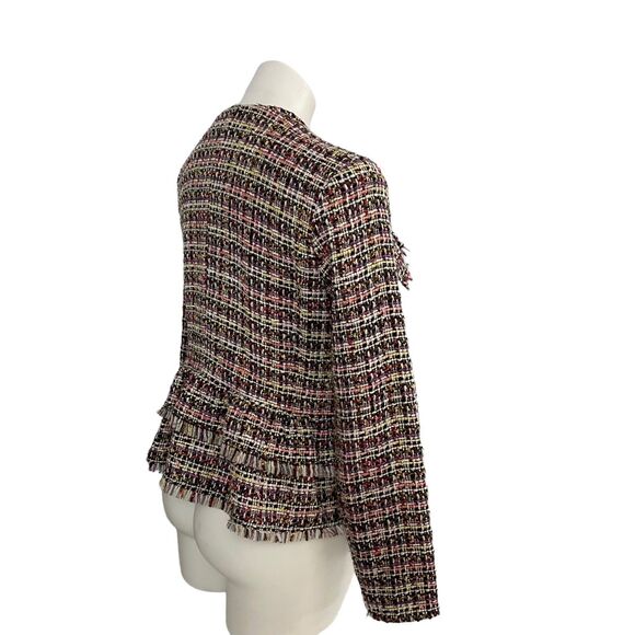Halogen Blazer Womens Size 8 Zip Jacket Office Casual Old Money Tweed Ruffle - Picture 13 of 16